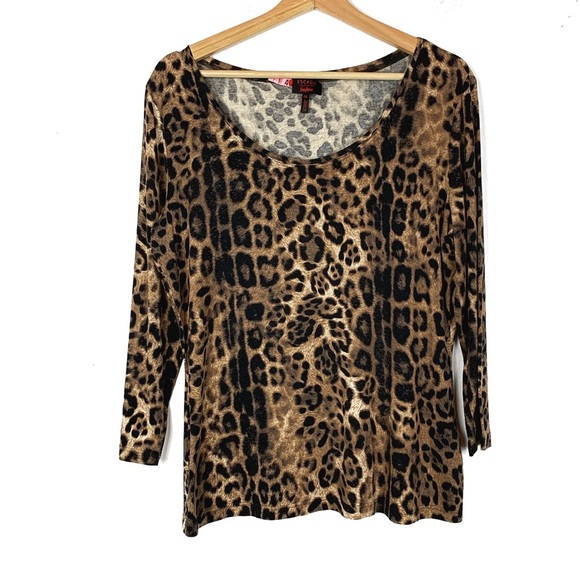 Escada leopard print quarter sleeve top size L - Picture 1 of 7